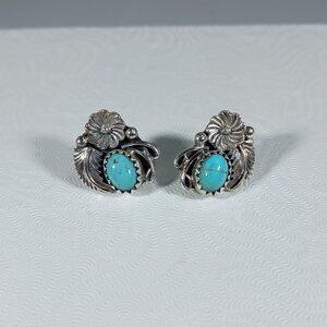 Native America Navajo Sterling Silver Turquoise Post Earring's By Rita Largo
